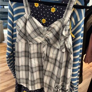 Harley-Davidson Black and White Plaid Bustier Tank